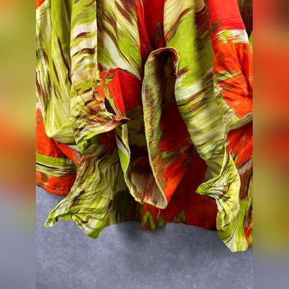 Talbots Colorful‎ Silk Cotton Long Sleeve Abstract Kangaroo Pocket Blouse 24W - Picture 11 of 13